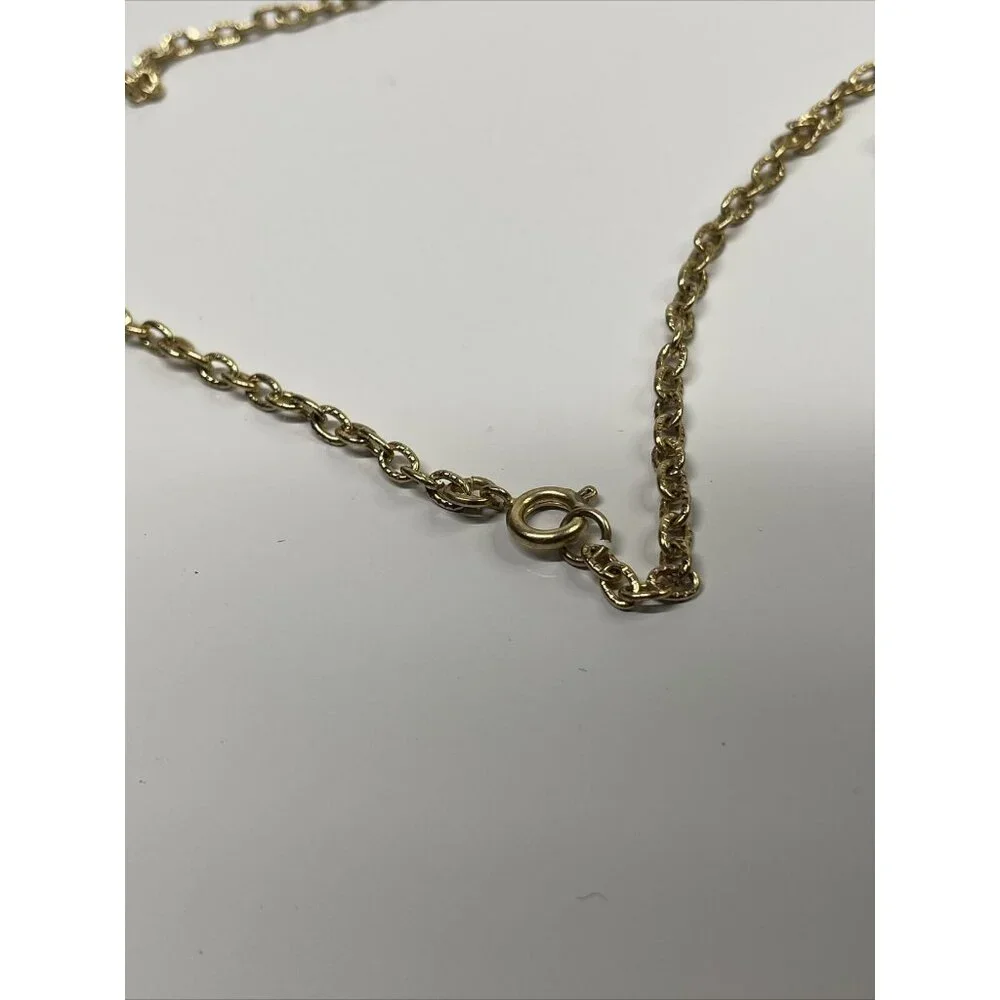 Unique Faux Amber Plastic Pendant Necklace w/ beads embedded 24” Gold Tone Chain